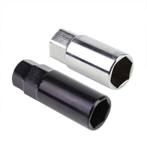 Black M12x1.50 Dual Thread Acorn Tuner+Hexagon Spike Cap 20x Conical Lug Nuts-Accessories-BuildFastCar