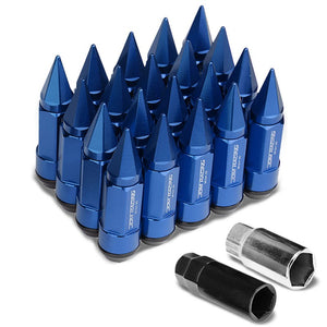 Blue M12x1.50 Dual Thread Acorn Tuner+Hexagon Spike Cap 20x Conical Lug Nuts-Accessories-BuildFastCar