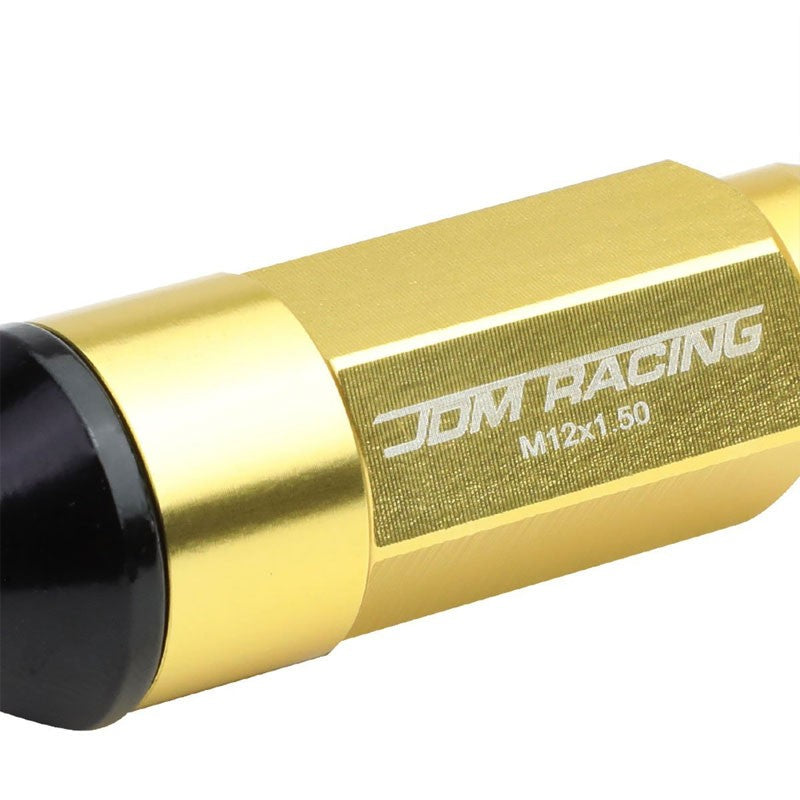 Gold M12x1.50 Dual Thread Acorn Tuner+Hexagon Spike Cap 20x Conical Lug Nuts-Accessories-BuildFastCar