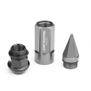 Gunmetal M12x1.50 Dual Thread Acorn Tuner+Hexagon Spike Cap 20x Conical Lug Nuts-Accessories-BuildFastCar