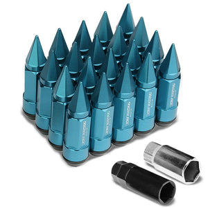 Light Blue M12x1.50 Dual Thread Acorn Tuner+Hex Spike Cap 20x Conical Lug Nuts-Accessories-BuildFastCar