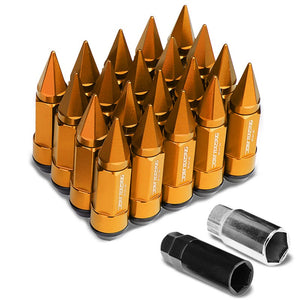 Orange M12x1.50 Dual Thread Acorn Tuner+Hexagon Spike Cap 20x Conical Lug Nuts-Accessories-BuildFastCar