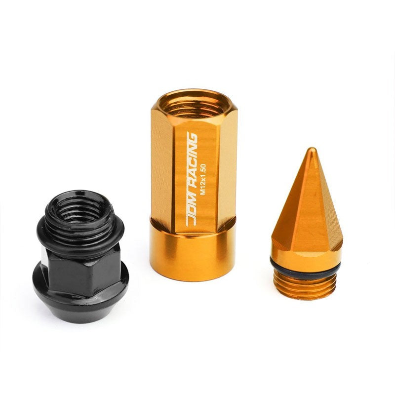 Orange M12x1.50 Dual Thread Acorn Tuner+Hexagon Spike Cap 20x Conical Lug Nuts-Accessories-BuildFastCar