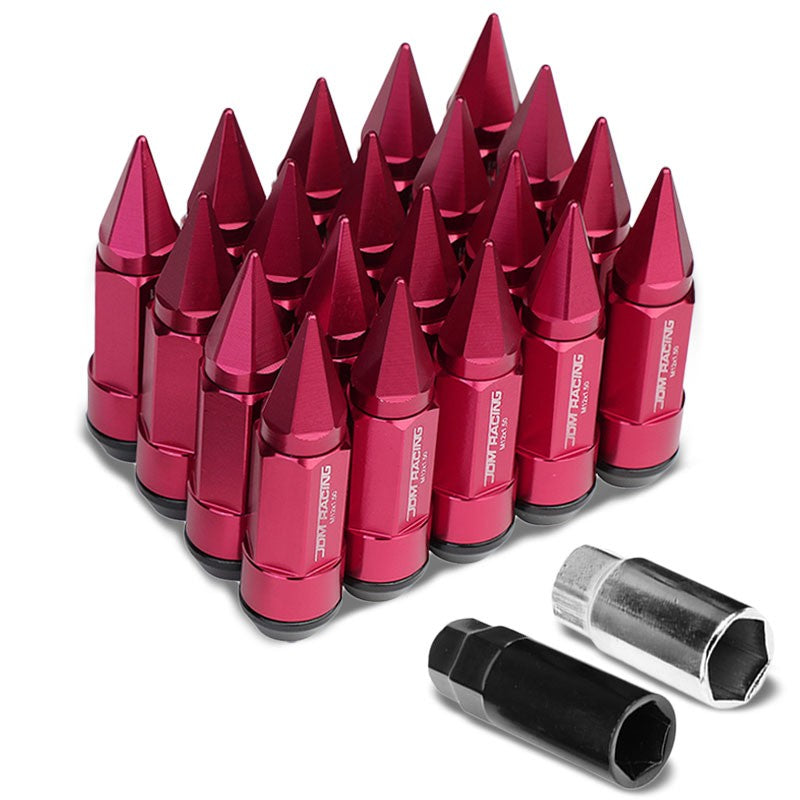 Pink M12x1.50 Dual Thread Acorn Tuner+Hexagon Spike Cap 20x Conical Lug Nuts-Accessories-BuildFastCar
