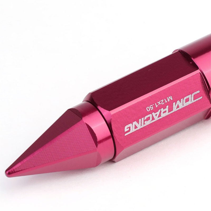 Pink M12x1.50 Dual Thread Acorn Tuner+Hexagon Spike Cap 20x Conical Lug Nuts-Accessories-BuildFastCar