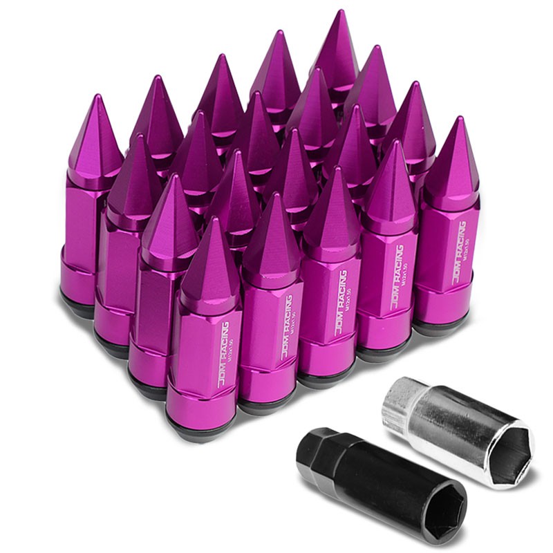 Purple M12x1.50 Dual Thread Acorn Tuner+Hexagon Spike Cap 20x Conical Lug Nuts-Accessories-BuildFastCar