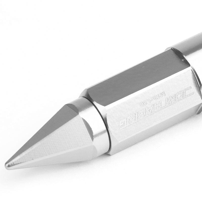 Silver M12x1.50 Dual Thread Acorn Tuner+Hexagon Spike Cap 20x Conical Lug Nuts-Accessories-BuildFastCar
