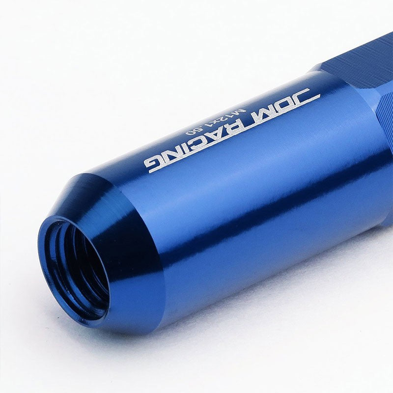 Blue M12x1.50 Open/Close End Acorn Tuner+Round Spike Cap 20x Conical Lug Nuts-Accessories-BuildFastCar