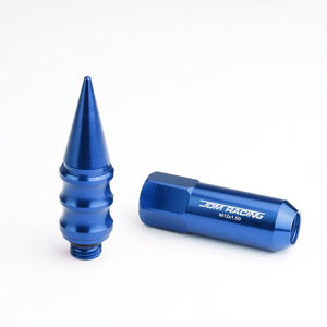 Blue M12x1.50 Open/Close End Acorn Tuner+Round Spike Cap 20x Conical Lug Nuts-Accessories-BuildFastCar