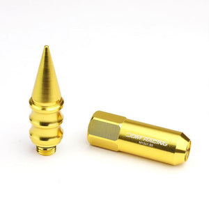 Gold M12x1.50 Open/Close End Acorn Tuner+Round Spike Cap 20x Conical Lug Nuts-Accessories-BuildFastCar
