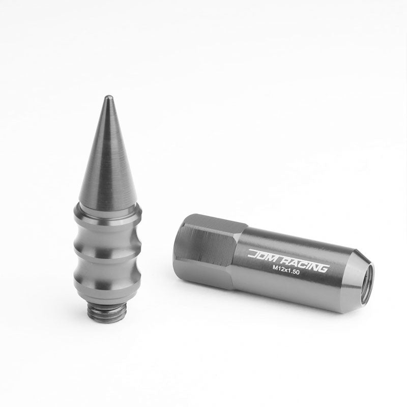 Gunmetal M12x1.50 Open/Close Acorn Tuner+Round Spike Cap 20x Conical Lug Nuts-Accessories-BuildFastCar