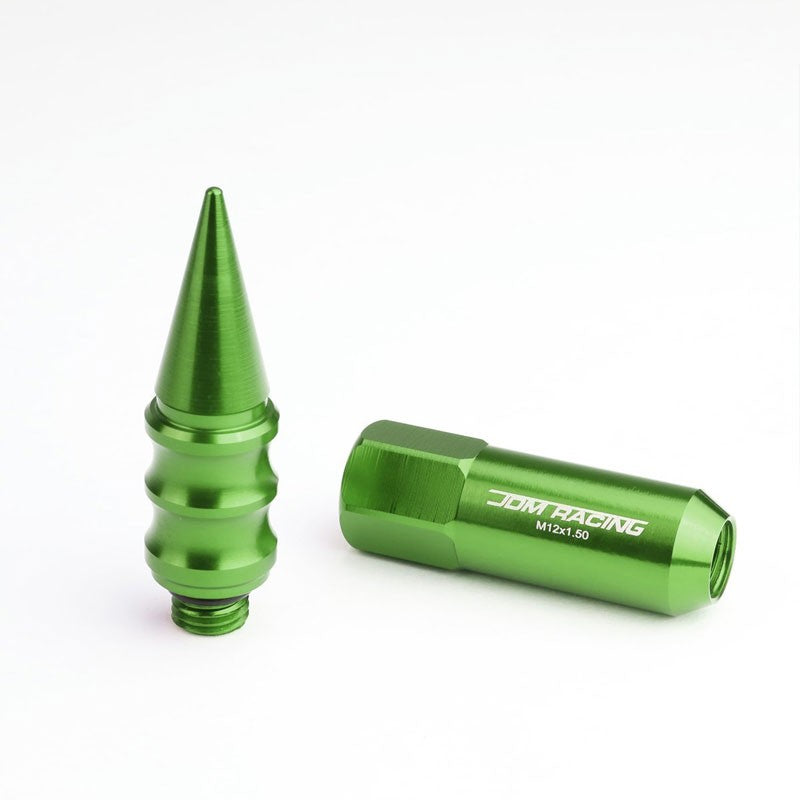 Green M12x1.50 Open/Close End Acorn Tuner+Round Spike Cap 20x Conical Lug Nuts-Accessories-BuildFastCar