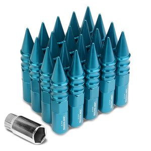 Light Blue M12x1.50 Open/Close Acorn Tuner+Round Spike Cap 20x Conical Lug Nuts-Accessories-BuildFastCar