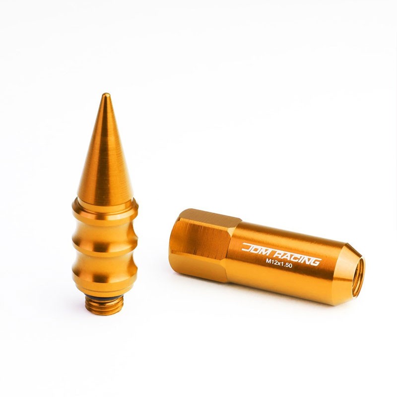 Orange M12x1.50 Open/Close End Acorn Tuner+Round Spike Cap 20x Conical Lug Nuts-Accessories-BuildFastCar