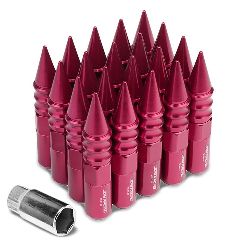 Pink M12x1.50 Open/Close End Acorn Tuner+Round Spike Cap 20x Conical Lug Nuts-Accessories-BuildFastCar