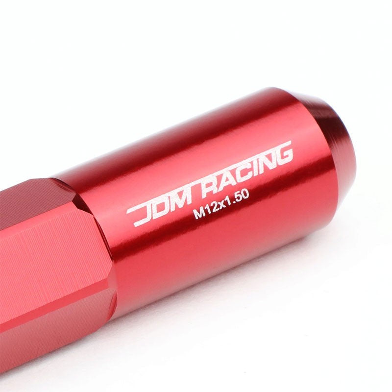 Red M12x1.50 Open/Close End Acorn Tuner+Round Spike Cap 20x Conical Lug Nuts-Accessories-BuildFastCar