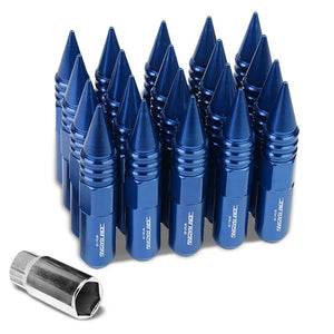 Blue Aluminum M12x1.50 Open/Close End Acorn Tuner+Spike Cap 20x Conical Lug Nuts-Accessories-BuildFastCar
