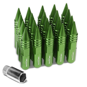 Green Aluminum M12x1.50 Open/Close Acorn Tuner+Spike Cap 20x Conical Lug Nuts-Accessories-BuildFastCar