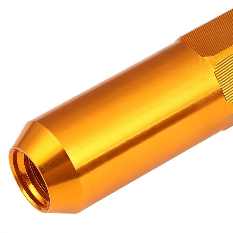 Orange Aluminum M12x1.50 Open/Close Acorn Tuner+Spike Cap 20x Conical Lug Nuts-Accessories-BuildFastCar