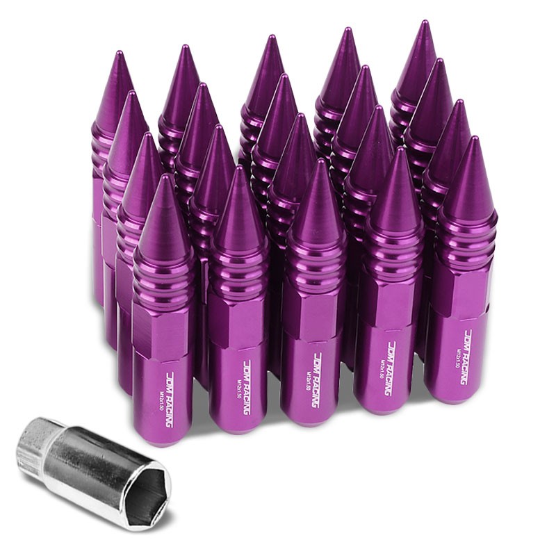 Purple Aluminum M12x1.50 Open/Close Acorn Tuner+Spike Cap 20x Conical Lug Nuts-Accessories-BuildFastCar