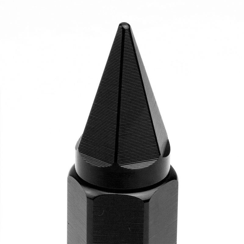 Black M12x1.50 Open/Close End Acorn Tuner+Hex Spike Cap 20x Conical Lug Nuts-Accessories-BuildFastCar