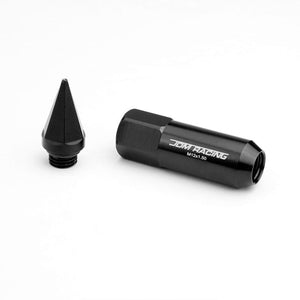 Black M12x1.50 Open/Close End Acorn Tuner+Hex Spike Cap 20x Conical Lug Nuts-Accessories-BuildFastCar