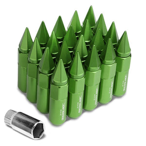 Green M12x1.50 Open/Close End Acorn Tuner+Hex Spike Cap 20x Conical Lug Nuts-Accessories-BuildFastCar