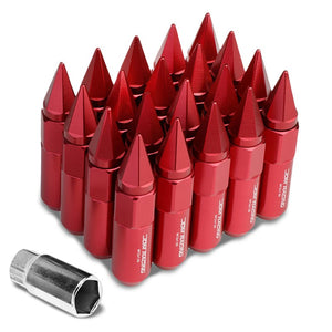 Red Aluminum M12x1.50 Open/CloseAcorn Tuner+Hex Spike Cap 20x Conical Lug Nuts-Accessories-BuildFastCar