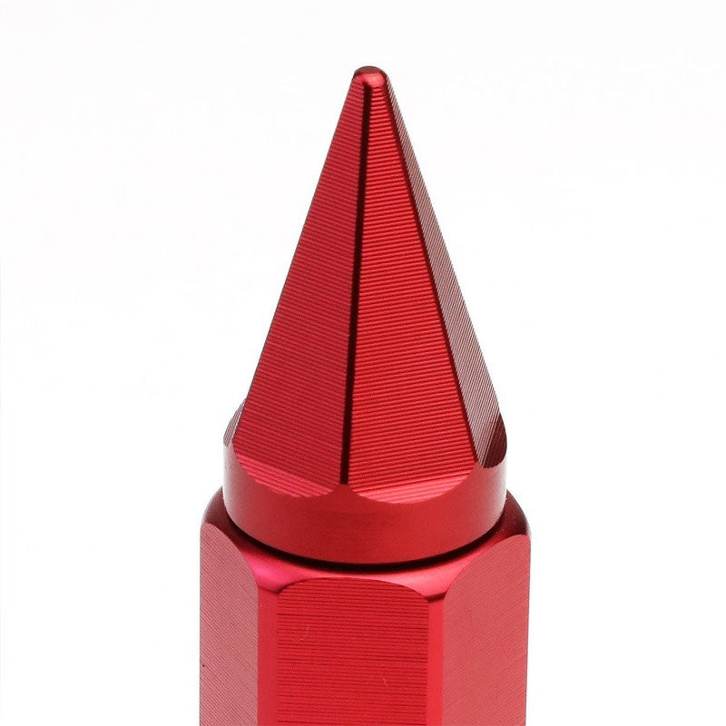 Red Aluminum M12x1.50 Open/CloseAcorn Tuner+Hex Spike Cap 20x Conical Lug Nuts-Accessories-BuildFastCar