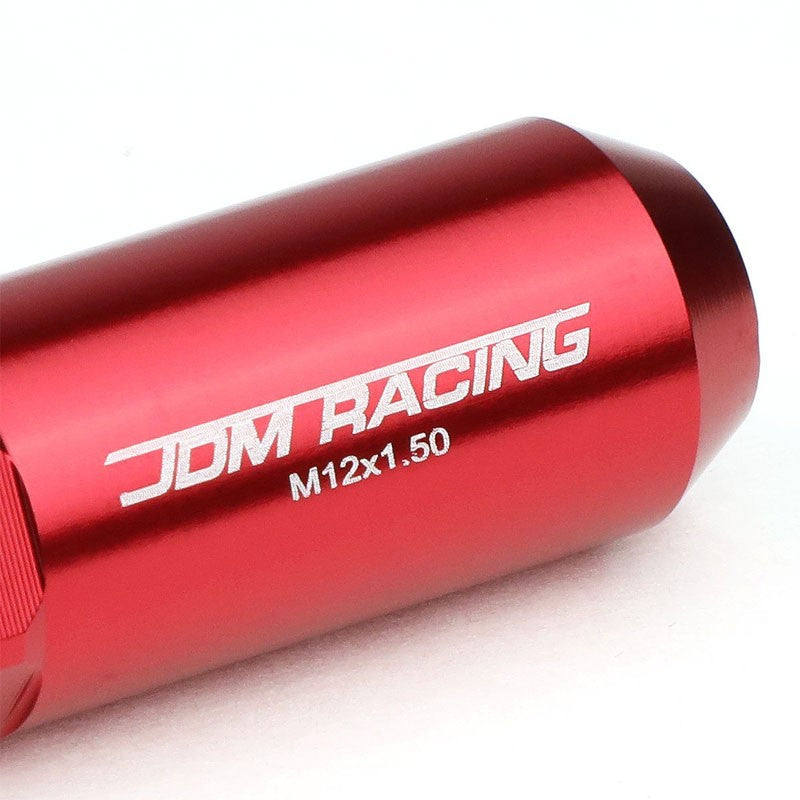 Red Aluminum M12x1.50 Open/CloseAcorn Tuner+Hex Spike Cap 20x Conical Lug Nuts-Accessories-BuildFastCar