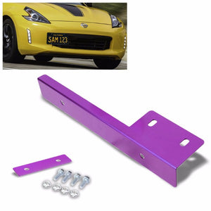 Universal Purple Anodized Front Bumper Bolt-On License Plate Relocation Bracket Frame Mounting Kit-Exterior-BuildFastCar