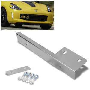 Universal Silver Anodized Front Bumper Bolt-On License Plate Relocation Bracket Frame Mounting Kit-Exterior-BuildFastCar