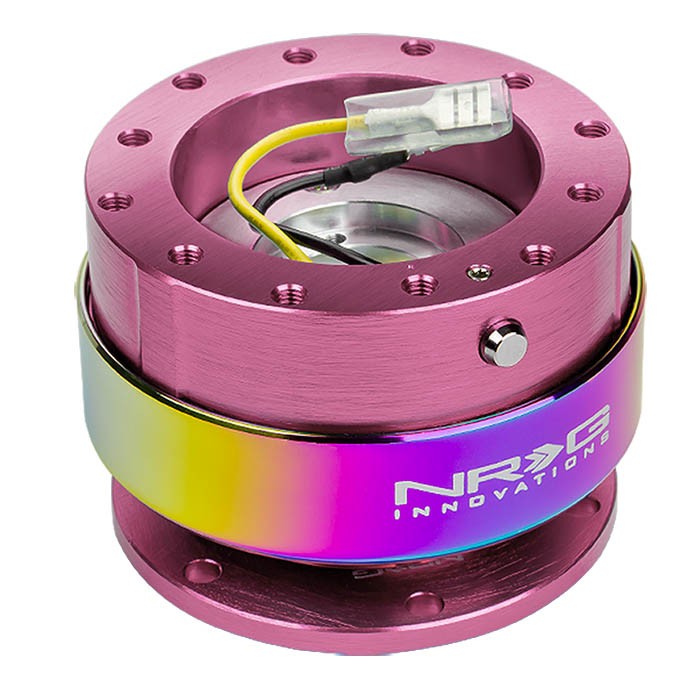 NRG Pink/Neo Chrome Ring GEN 2 Race 6-Hole Steering Wheel Quick Release Adapter-Interior-BuildFastCar