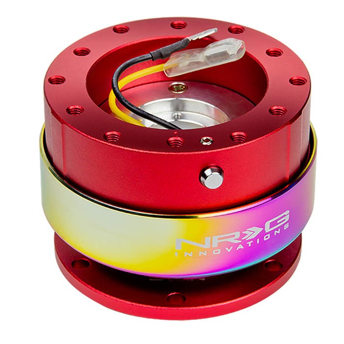 NRG Red/Neo Chrome Ring GEN 2 Race 6-Hole Steering Wheel Quick Release Adapter-Interior-BuildFastCar