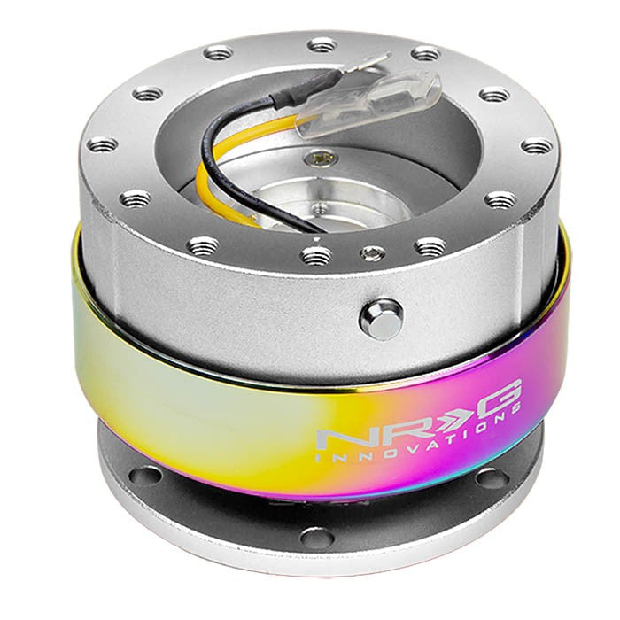 NRG Silver/Neo Chrome GEN 2.0 Race 6-Hole Steering Wheel Quick Release Adapter-Interior-BuildFastCar