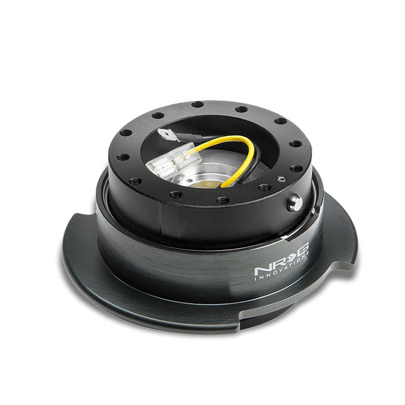 NRG Black/Brushed Black GEN 2.5 Race 6Hole Steering Wheel Quick Release Adapter-Interior-BuildFastCar