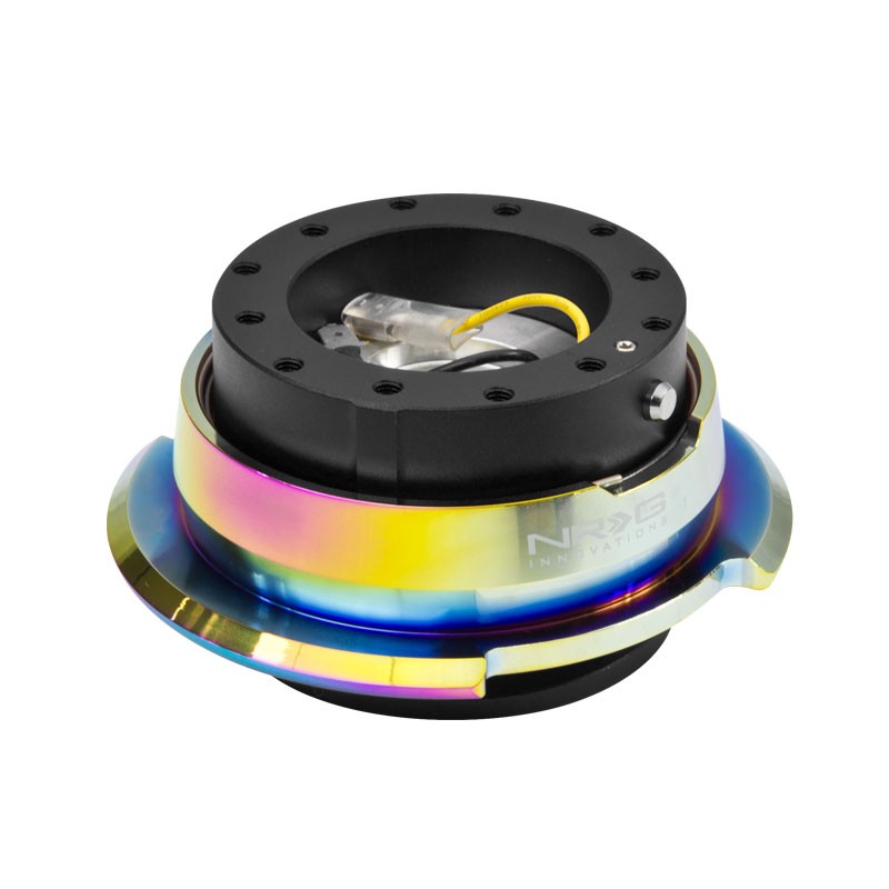 NRG Black/Neo Chrome GEN 2.8 Race 6-Hole Steering Wheel Quick Release Adapter-Interior-BuildFastCar