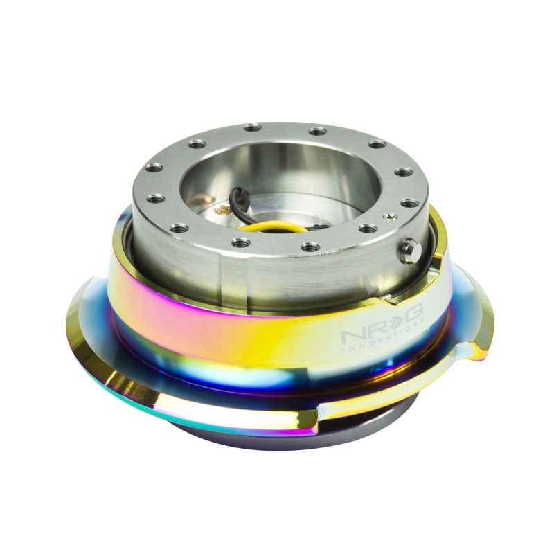 NRG Gunmetal/Neo Chrome GEN 2.8 Race 6Hole Steering Wheel Quick Release Adapter-Interior-BuildFastCar