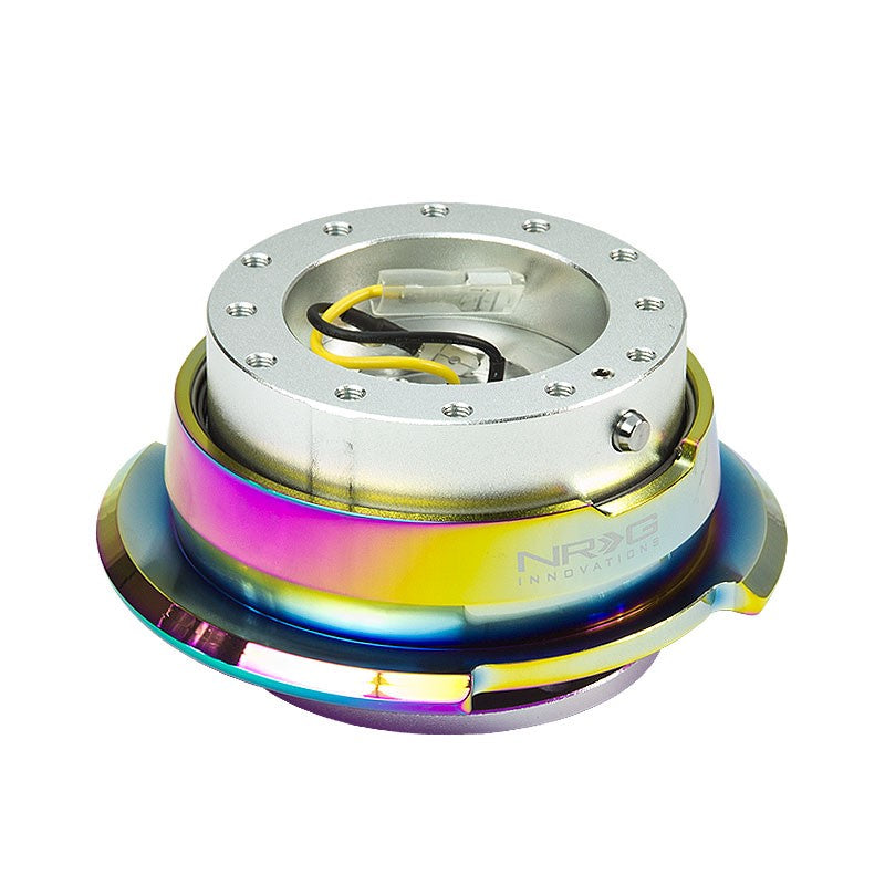 NRG Silver/Neo Chrome GEN 2.8 Race 6-Hole Steering Wheel Quick Release Adapter-Interior-BuildFastCar