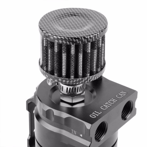 Universal Black Cylinder Aluminum Baffled Oil Catch Tank/Can Reservoir+Filter-Performance-BuildFastCar