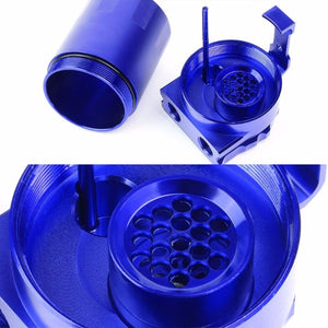 Universal Blue Cylinder Aluminum Baffled Oil Catch Tank/Can Reservoir+Filter-Performance-BuildFastCar