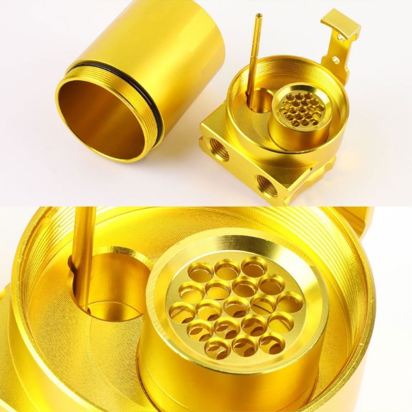 Universal Gold Cylinder Aluminum Baffled Oil Catch Tank/Can Reservoir+Filter-Performance-BuildFastCar