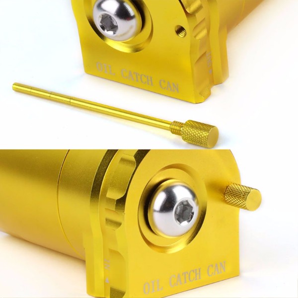 Universal Gold Cylinder Aluminum Baffled Oil Catch Tank/Can Reservoir+Filter-Performance-BuildFastCar