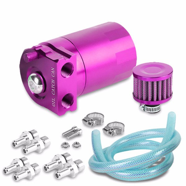 Universal Purple Cylinder Aluminum Baffled Oil Catch Tank/Can Reservoir+Filter-Performance-BuildFastCar
