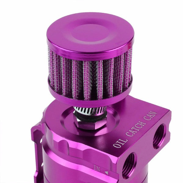 Universal Purple Cylinder Aluminum Baffled Oil Catch Tank/Can Reservoir+Filter-Performance-BuildFastCar