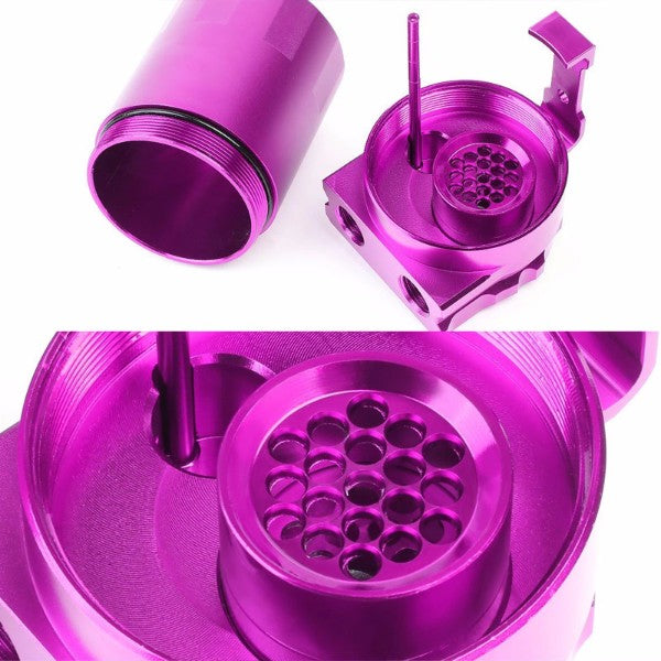 Universal Purple Cylinder Aluminum Baffled Oil Catch Tank/Can Reservoir+Filter-Performance-BuildFastCar