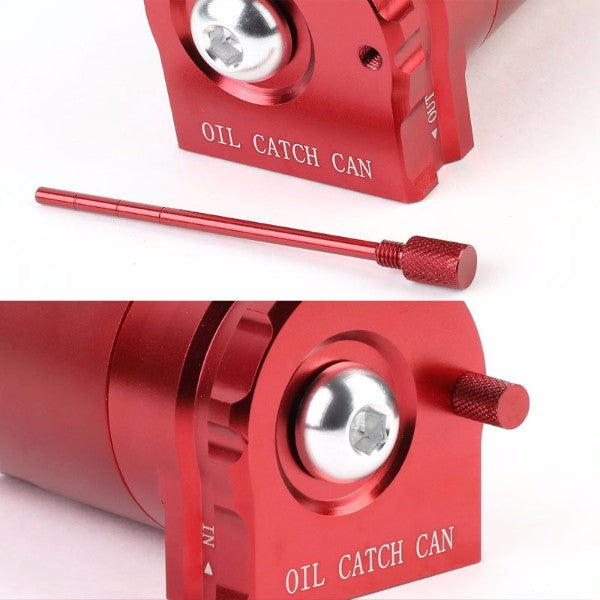 Universal Red Cylinder Aluminum Baffled Oil Catch Tank/Can Reservoir+Filter-Performance-BuildFastCar