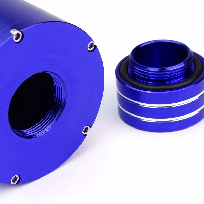 Blue 8.5"x3"DIA Aluminum 3/8"Barb Coolant Recovery Overflow Oil Tank Can Bottle-Performance-BuildFastCar