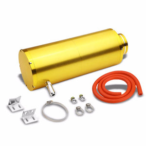 Gold 8.5"x3"DIA Aluminum 3/8"Barb Coolant Recovery Overflow Oil Tank Can Bottle-Performance-BuildFastCar