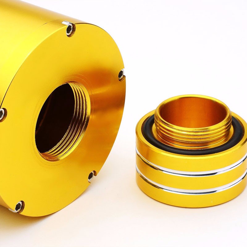 Gold 8.5"x3"DIA Aluminum 3/8"Barb Coolant Recovery Overflow Oil Tank Can Bottle-Performance-BuildFastCar